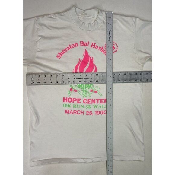 VINTAGE Sheraton Run For Hope 1990 Graphic T-shirt Men Medium 90s Single Stitch - Picture 11 of 11